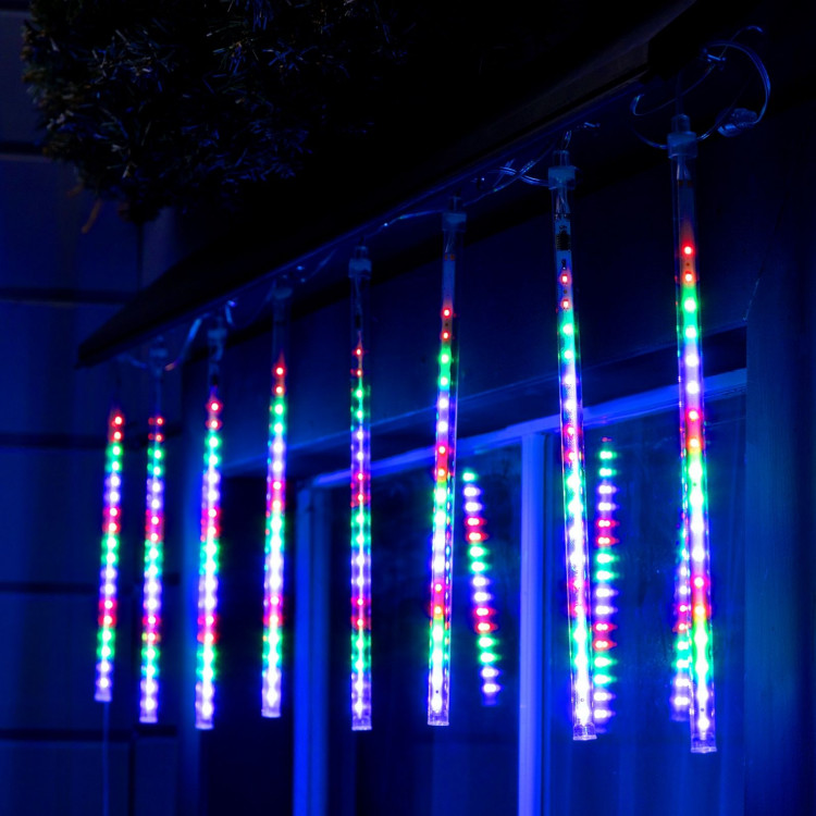 Гирлянда «Сосульки» 2.5 × 0.3 м, IP65, прозрачная нить, 192 LED, свечение мульти с эффектом стекания, 12 В 