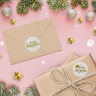 Новый год. Наклейки c тиснением в рулоне  Mary Christmas , 500 шт, 2,5 х 2,5 см