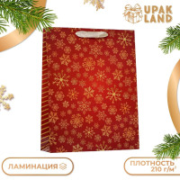 Новый год. Пакет ламинированный вертикальный  Снежинки ,33 х 42 х 10 см.