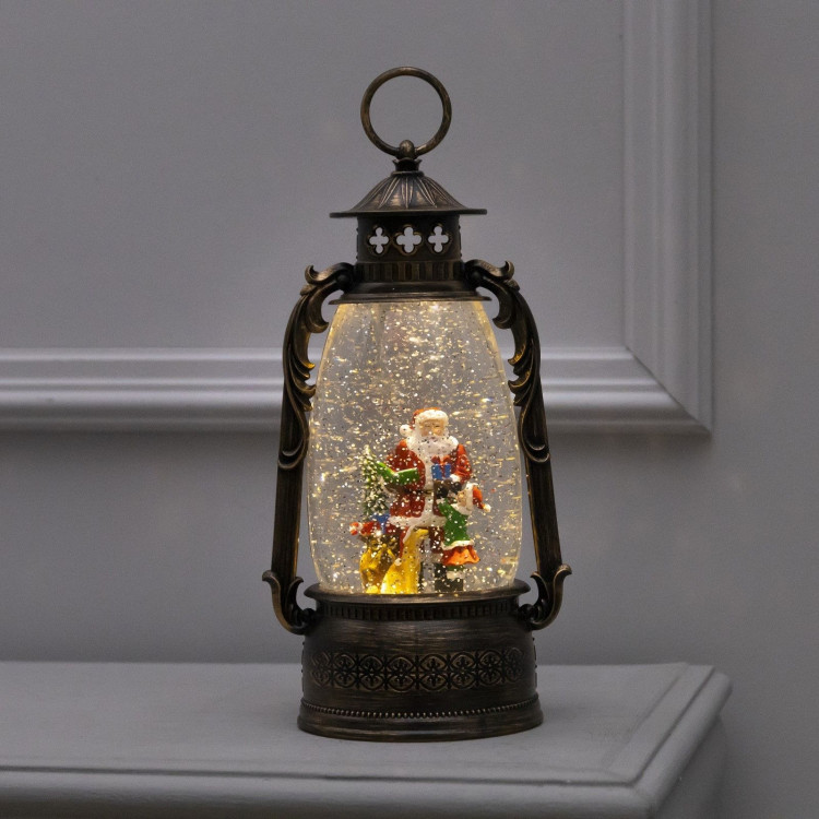 Светодиодная фигура «Фонарь с Дедом Морозом» 15 × 30 × 12.5 см, пластик, батарейки ААх3 (не в комплекте), USB, свечение тёплое белое 