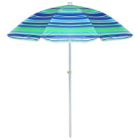Пляжный зонт в полоску Maclay «Модерн» с серебристым покрытием