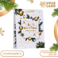 Новый год. Пакет ламинированный вертикальный  Венок ,33 х 42 х 10 см.