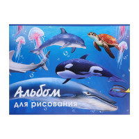 Альбом для рисования А4, 40 листов на скрепке  Морской мир , обложка мелованный картон, внутренний блок офсет 100 г/м²