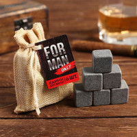 Камни для виски в холщовом мешочке  For man only  6 шт