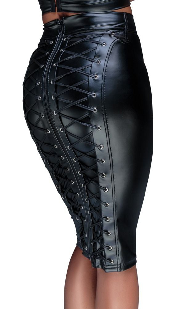 Юбка-карандаш со шнуровками сзади 