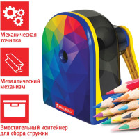 Точилка механическая BRAUBERG  MULTICOLOR , корпус с печатью 228489