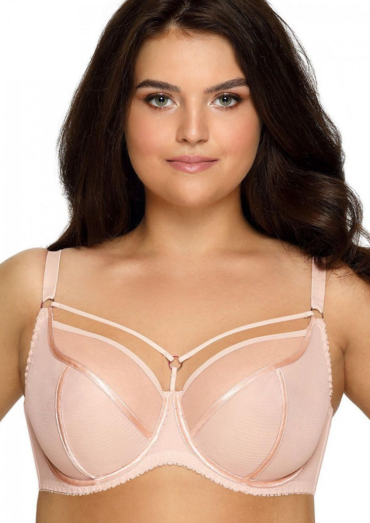 Бюстгальтер на косточках plus size с декоративными бретелями 