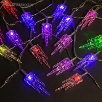 Гирлянда «Нить» 5 м с насадками «Льдинка», IP20, прозрачная нить, 20 LED, свечение мульти (RG/RB), мигание, 220 В