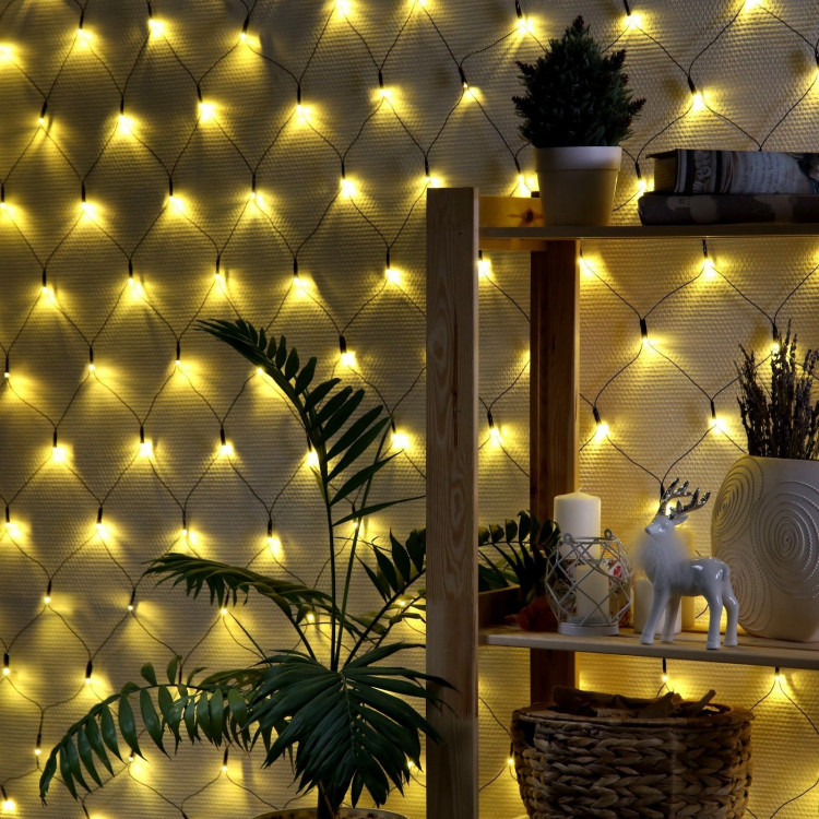 Гирлянда «Сеть» 2 × 2 м, IP20, тёмная нить, 224 LED, свечение тёплое белое, 8 режимов, 220 В 