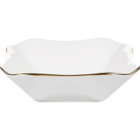 Фарфоровый квадратный салатник с золотистым ободком