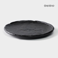 Блюдо фарфоровое для подачи Magistro Pietra lunare, d=16 см, цвет чёрный!