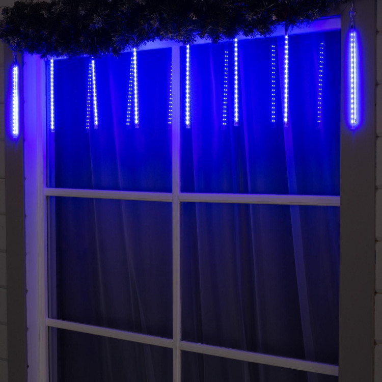 Гирлянда «Сосульки» 2.5 × 0.3 м, IP65, прозрачная нить, 192 LED, свечение синее с эффектом стекания, 12 В 