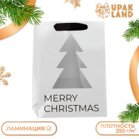Пакет подарочный новогодний с окном, метализированный,  Ёлка , 25 х 25 х 35 см.
