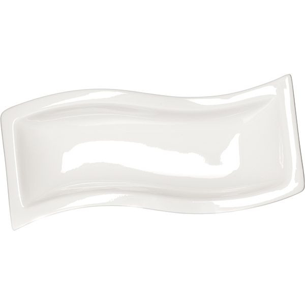 Блюдо «Кунстверк» прямоугольное волна;фарфор;,H=25,L=260,B=100мм;белый 