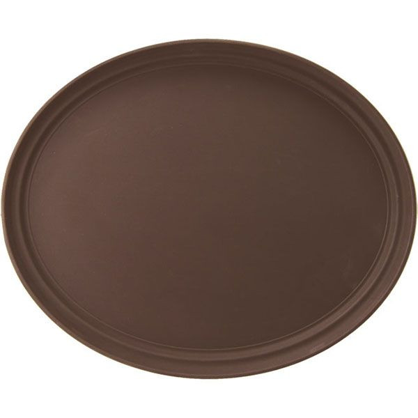 Поднос прорезиненный овальный «Проотель»;фибергласс;,L=68,5,B=56см;коричнев. 