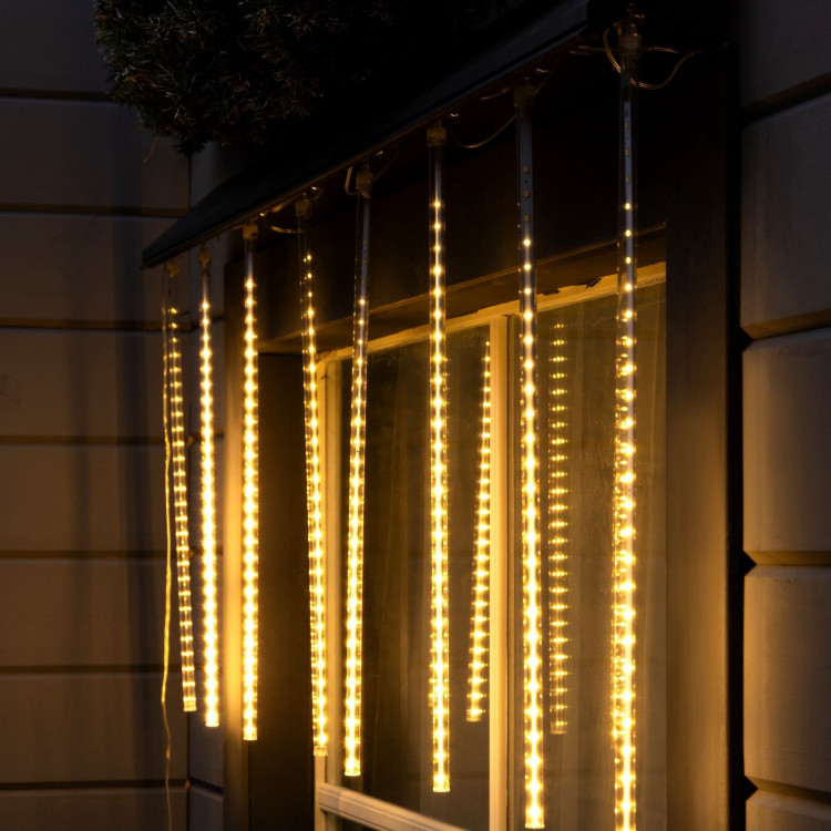 Гирлянда «Сосульки» 2.5 × 0.5 м, IP65, прозрачная нить, 288 LED, свечение тёплое белое с эффектом стекания, 12 В 