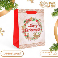 Новый год. Пакет подарочный, ламинированный,  Merry Christmas ,18 х 23 х 10 см.