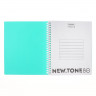 Тетрадь 80 листов в клетку на гребне NEWtone PASTEL  Мята , пластиковая обложка, блок офсет 80г/м2