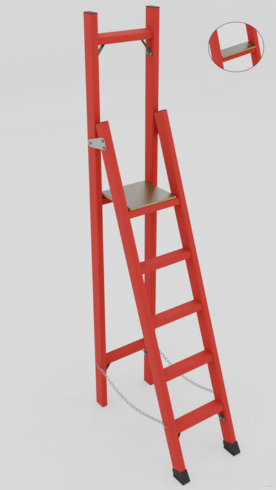 ССВ-2,4Ш стремянка стеклопластиковая с вертикальной опорой, широкие ступени, h=2570мм, h рабочей площадки=1600мм, ступ.5 