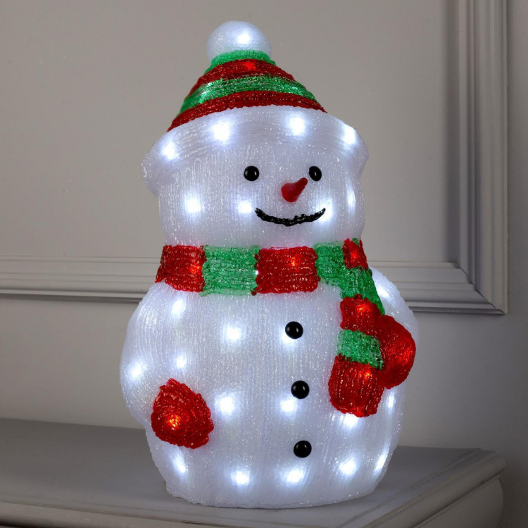 Светодиодная фигура «Снеговик большой» 25 × 44 × 20 см, акрил, 40 LED, 220 В, свечение белое 