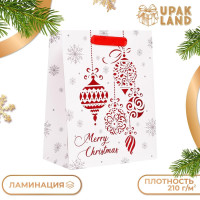 Новый год. Пакет подарочный, ламинированный,  Украшения ,18 х 23 х 10 см.