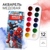 Акварель медовая «Человек-паук», 12 цветов, в картонной коробке, без кисти!