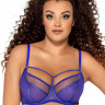 Синий бюстгальтер на косточках plus size с декоративными бретелями