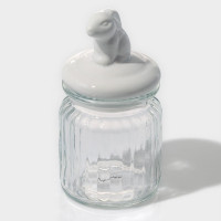 Банка для сыпучих продуктов с белой керамической крышкой «Зайка» (230 мл.)