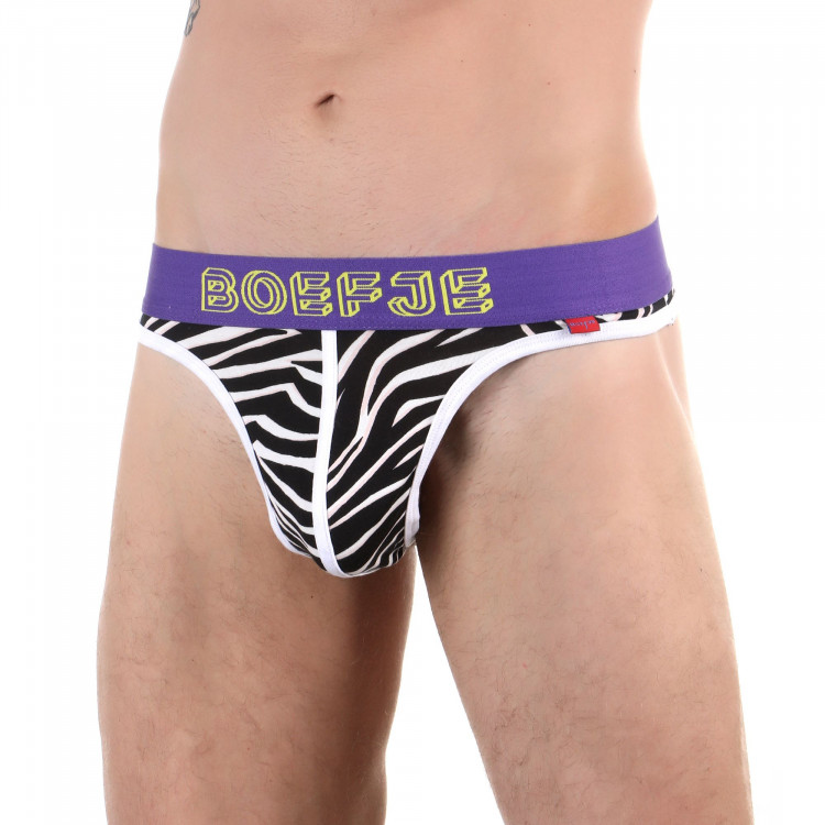 Сексуальные трусы-тонги с принтом зебры 