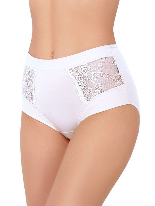 Высокие трусики Charm Cotton с кружевными вставками 