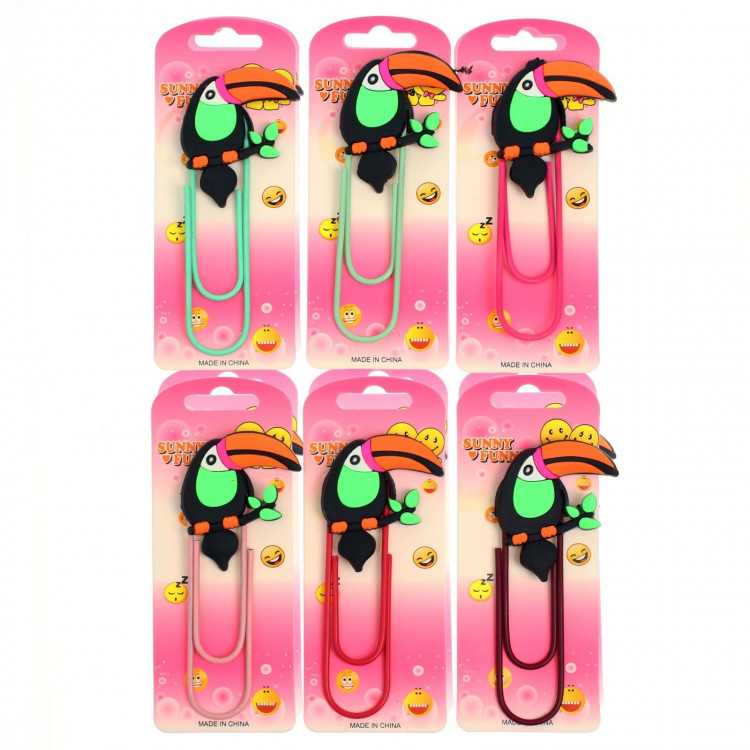 Закладка-скрепка большая 11 см  Пеликан , МИКС 