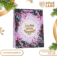 Новый год. Пакет ламинированный вертикальный  Зима время чудес! ,33 х 42 х 10 см.