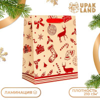 Новый год. Пакет подарочный, ламинированный,  Подарки ,18 х 23 х 10 см.