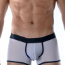 Белые полупрозрачные трусы-боксеры с контрастной отделкой