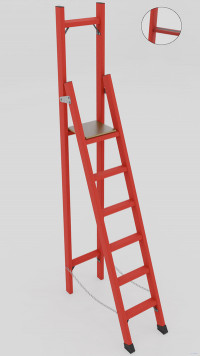 ССВ-2,7А стремянка стеклопластиковая с вертикальной опорой, абразивное покрытие ступеней, h=2890мм, h рабочей площадки=1900мм, ступ.6