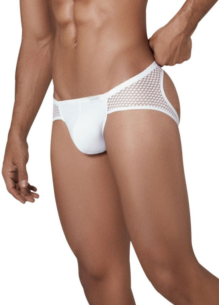 Белые трусы-джоки с ажурными вставками Urge Jockstrap 