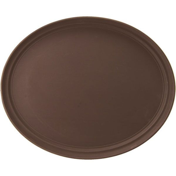 Поднос прорезиненный овальный «Проотель»;пластик;,L=68,5,B=56см;коричнев. 