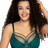 Изумрудный бюстгальтер на косточках plus size с декоративными бретелями