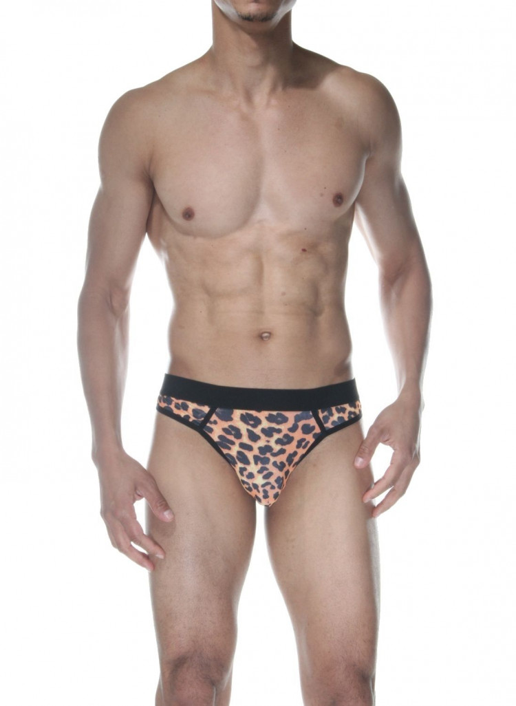Мужские трусы-стринги с леопардовым принтом 