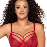 Красный бюстгальтер на косточках plus size с декоративными бретелями