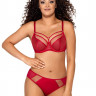Красный бюстгальтер на косточках plus size с декоративными бретелями