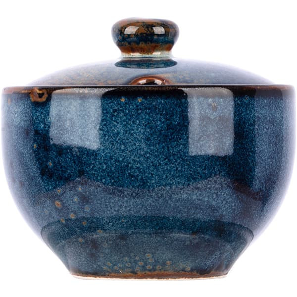 Сахарница «Ирис» с крышкой;фарфор;200мл;D=91,H=60мм;голуб. 