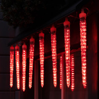 Гирлянда «Сосульки рифленые» 2.5 × 0.3 м, IP65, прозрачная нить, 192 LED, свечение красное с эффектом стекания, 12 В