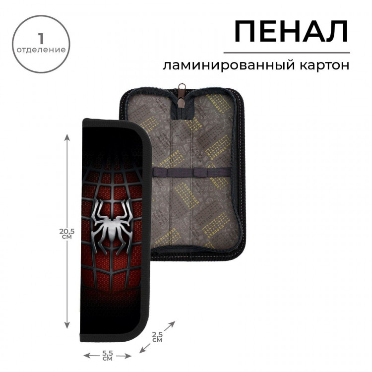 Пенал 1 секция, 55 х 205 х 25 мм, Calligrata  Паук , ламинированный картон 