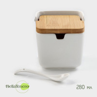 Фарфоровая банка для сыпучих продуктов с ложкой BellaTenero (280 мл.)