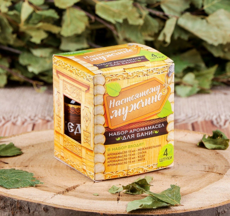 Набор из 4 аромамасел «Настоящему банщику!» 