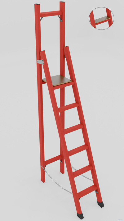 ССВ-2,7Ш стремянка стеклопластиковая с вертикальной опорой, широкие ступени, h=2890мм, h рабочей площадки=1900мм, ступ.6 