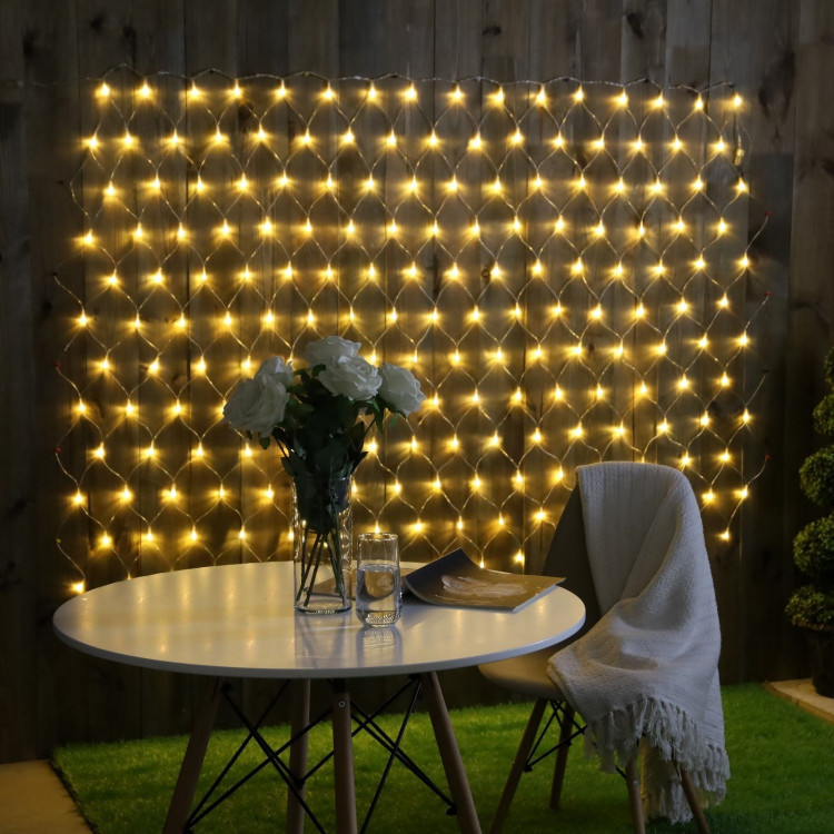 Гирлянда «Сеть» 2 × 1.5 м, IP44, УМС, прозрачная нить, 192 LED, свечение тёплое белое, 220 В 