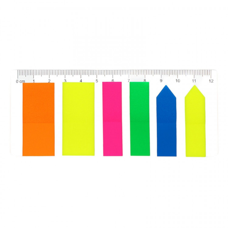Закладки с клеевым краем пластиковые 12х45 мм, ErichKrause  Neon , 20x45 мм, 150 листов 5 цветов 