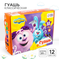 Гуашь 12 цветов по 20 мл, «Смешарики», карамельная